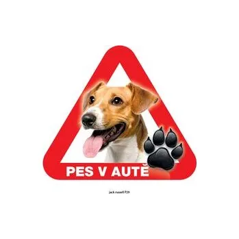 Značení Grel nálepka na sklo pozor pes v autě jack russell