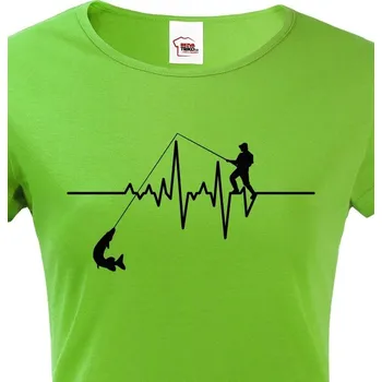 Dámské tričko Tričko- Tep rybářky, Barva Zelená, Velikost XS, Canvas Dámské tričko s krátkým rukávem Bezvatriko.cz 0390