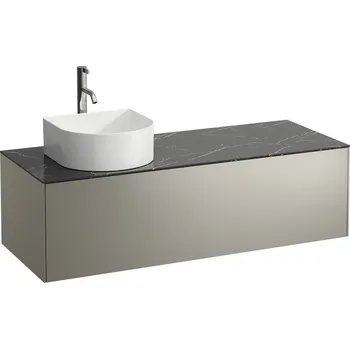 Koupelnový nábytek Sonar - skříňka 118x45 pod umyvadlovou mísu, 1 výřez vlevo, 1 otvor pro baterii, 1 zásuvka, bílá mat a nero marquina H4054260341431