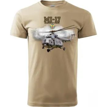 Pánské tričko STRIKER Tričko Vrtulník MI-17 Barva: Písková, Velikost: XXXL