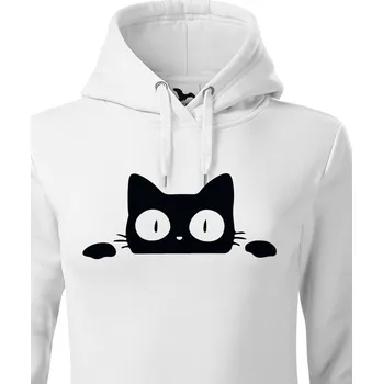 Dámská mikina Dámská mikina s vykukující kočkou, Barva Bílá, Velikost XS, Canvas Dámská mikina Bezvatriko.cz 0370
