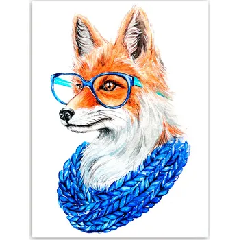 Diamantové malování TSvetnoy TSvetnoy, LC011e, Diamond painting - diamantové malování, 20 x 30 cm, Liška s brýlemi
