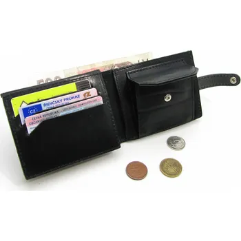 Obal na doklad Kožená dokladovka POLICIE s mincovkou, klopou a přihrádkou na bankovky - Omega