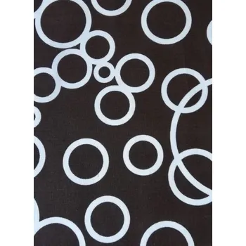 Látka - běžný metr bílá kola na hnědém podkladu