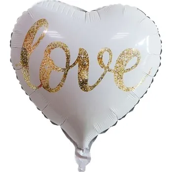 Balónek Fóliový balónek Srdce LOVE, bílý, 45 cm