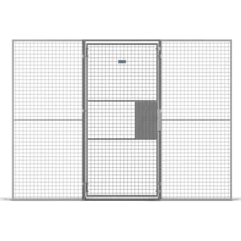 Plot Dveře jednokřídlé s přípravou pro visací zámek, vxš: 3000x1000 mm, mřížka 50x50 mm, barva šedá