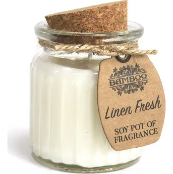 Svíčka Luxusní vonná svíčka Svěžest, sojový vosk, 20 hodin hoření, elegantní skleněná nádoba s korkovým uzávěrem