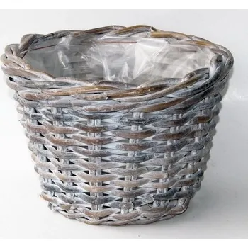 Květináč Kulatý ratanový květináč s bílou patinou - Ø29*20 cm