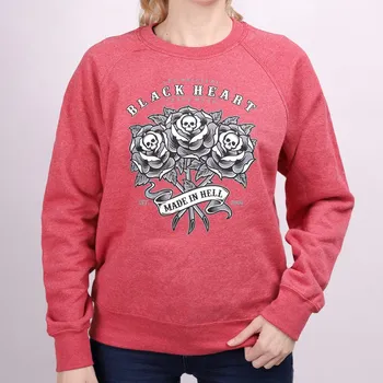 Dámská mikina Dámská Mikina BLACK HEART SKULL ROSE SW Barva: Červená, Velikost: S