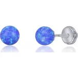 Stříbrné opálové náušnice kuličky na šroubek