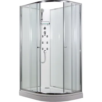 ARTTEC SIRIUS 120 x 90 cm - Masážní sprchový box model 4 chinchilla sklo levá vanička 5 let záruka + stěrka na sklo zdarma