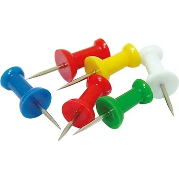 Připináčky Office, plastové, mix barev, 100 ks