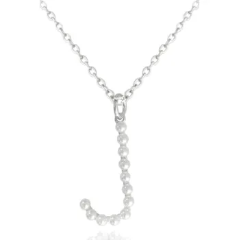 Náhrdelník Stříbrný náhrdelník písmeno "J" s perličkami