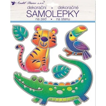 Samolepící dekorace Samolepka na zeď - Krokodýl - prostorová, třpytivá - 31 x 25 cm - 10399