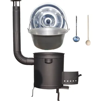 Kempingové nádobí Nerezový kotlík 20 L (1,5 mm) + hrubostěnná (1,5 mm) a žáruvzdorná kotlina 42 cm PLUS 600