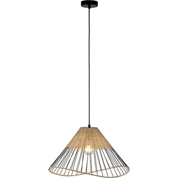 Leuchten Direkt 11153-79 REED - Závěsný lustr s proutěným úpletem na stínidle 1 x E27, Ø 48cm (Závěsné dřevěné svítidlo v retro stylu)