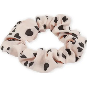 Látková gumička s potiskem srdíček Barva: růžová