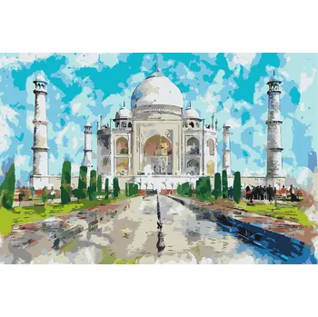 Malování podle čísel - Taj Mahal 2 Velikost: 40x60cm, Rámování: Pouze srolované plátno