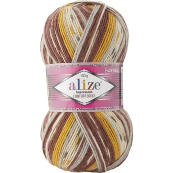 Alize Příze Superwash Comfort - 7652 hnědo-okrovo-světlá