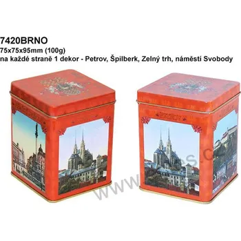 Dóza na potraviny BRNO 7420 plechová dóza na 100 g čaje červená