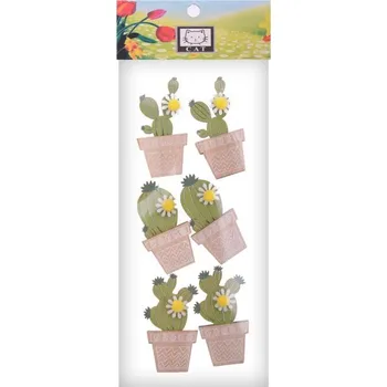 Nálepky Kaktus 6ks dřevěné, 6cm