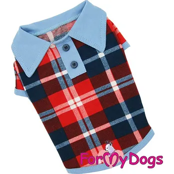 Obleček pro psa FOR MY DOGS Polokošile RED CHECKERED, Červeno-modrá, Velikost: 14/M