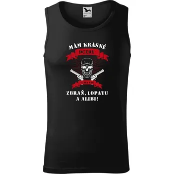 Pánské tílko Pánské tílko Malfini Core Mám krásné dcery, a taky zbraň, lopatu a alibi - lebka