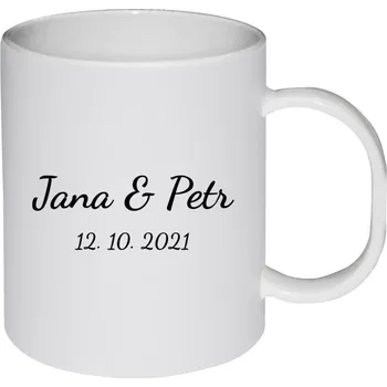 Hrnek 330 ml - plastový Jména a datum písmo 2