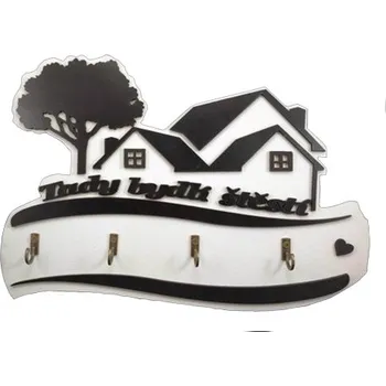 Věšák Věšák na klíče "Tady bydlí štěstí" bílý