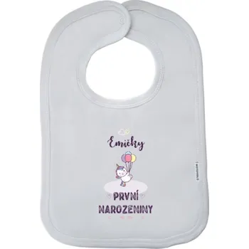 Bryndák Dětský bryndák New Baby První narozeniny - Jednorožec, se jménem