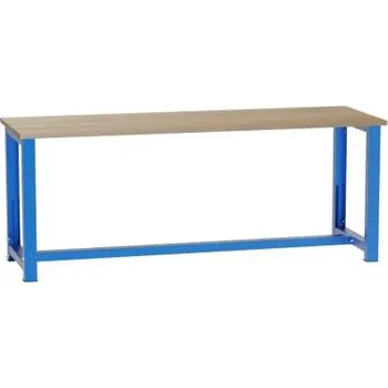 Dílenský stůl Dílenský stůl, výškově přestavitelný, d x h x v: 2100x700x827-1027 mm, spodní spojnice, barva modrá RAL5012