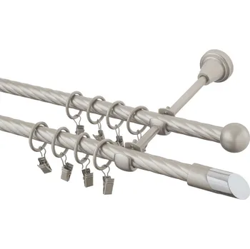 Garnýž Garnýž kovová 200 cm kroucená dvouřadá - dvojitá 16 Piza II chrom mat