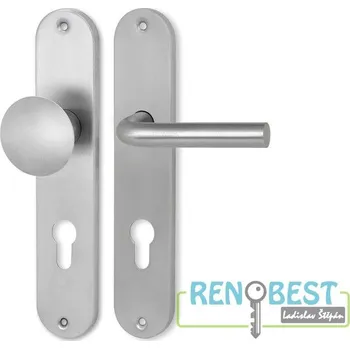 Dveřní kování HOLAR Dveřní kování METAL TUBE MTS 01 se štítem a koulí Rozteč: 90 mm, Provedení: klika pravá PZ/koule, Povrchová úprava: nerez mat