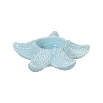 Svícen Modrý keramický svícen mořská hvězdice - 7*8 cm