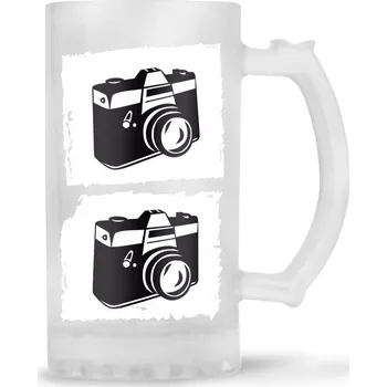 Sklenice Korbel šablona potrhané fotky - mléčné sklo