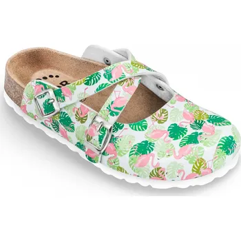 Dámské pantofle Obuv zdravotní FORcare 101038 bílá potisk plameňáci Velikost: 39