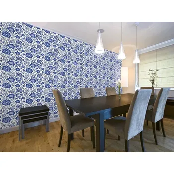 Tapeta DIMEX | Vliesová tapeta na zeď Dimex Line WP-176-01 | 0,75 x 10 m | modrá, bílá + Vliesová tapeta na zeď Dimex Line WP17701 v rozměru 0,75 x 10 m