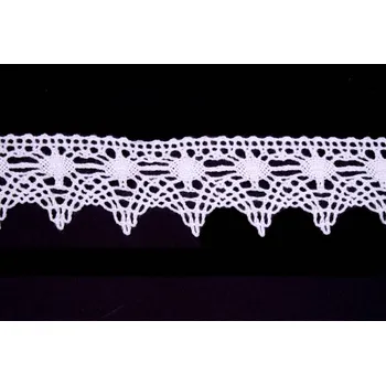 Krajka Krajka bavlněná 75041 paličkovaná šíře 40mm bílá (30m/bal.)