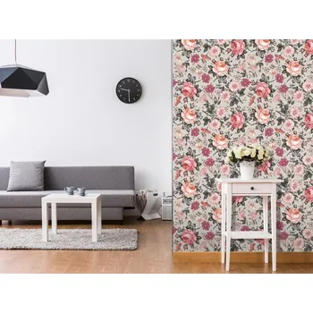 Tapeta DIMEX | Vliesová tapeta na zeď Dimex Line WP-245-01 | 0,75 x 10 m | růžová, zelená + Vliesová tapeta na zeď Dimex Line WP00102 v rozměru 0,75 x 10 m