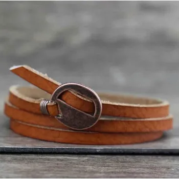 Náramek Amparo Miranda® Dámský kožený náramek s bronzovou sponou MN001