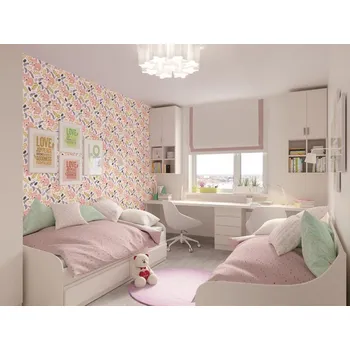 Tapeta DIMEX | Vliesová tapeta na zeď Dimex Line WP-142-01 | 0,75 x 10 m | vícebarevná, růžová, zelená + Vliesová tapeta na zeď Dimex Line WP14301 v rozměru 0,75 x 10 m