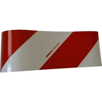 Výstražný trojúhelník Samolepící reflexní páska s červeno-bílým šrafováním, šířka 14 cm, levá strana (metráž)