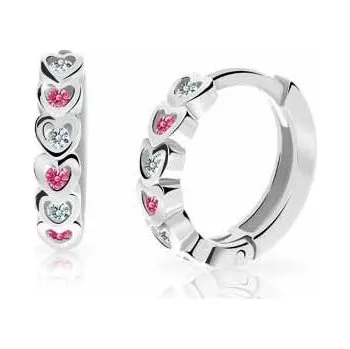 Náušnice Cutie Jewellery Dětské náušnice kroužky z bílého zlata C3339B-Malinová