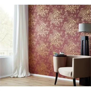 Tapeta A.S. Création | Vliesová tapeta na zeď Metallic Silk 30657-6 | 0,53 x 10,05 m | červená, zlatá + Červená, zlatá vliesová tapeta na stěnu 306576 v rozměru 0,53 x 10,05 m