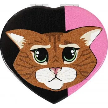 Kosmetické zrcátko KOMPAKTNÍ ZRCÁTKO SRDCE KOČKA OD ALBI (Zrcátko s kočkou)