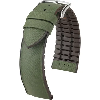 Módní doplněk Kožený řemínek Hirsch Arne L 0921094040-2, zelený, teletina/přírodní kaučuk, délka L, Quick Release - 18 mm