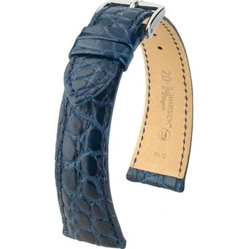 Řemínek na hodinky Kožený řemínek Hirsch Regent L 04107089-2, modrý, aligátoří kůže, délka L, Quick Release - 18 mm