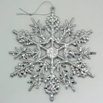 Vánoční dekorace Vločka pvc 17,5cm stříbrná gliter (F230-G18-1701/2)