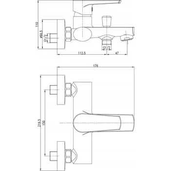 Vodovodní baterie Cersanit Moduo - vanová baterie, chrom, S951-346