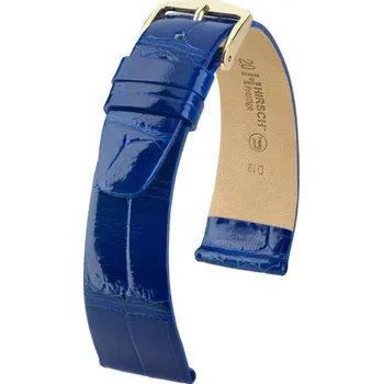 Řemínek na hodinky Kožený řemínek Hirsch Prestige M 02307182-1, modrý, aligátoří kůže, délka M, Quick Release